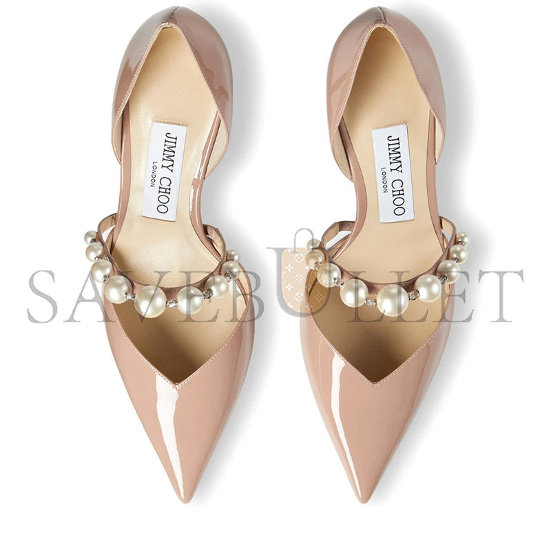 JIMMY CHOO AURELIE 65 BALLET PINK PATENT LEATHER POINTED PUMPS AURELIE65XKM